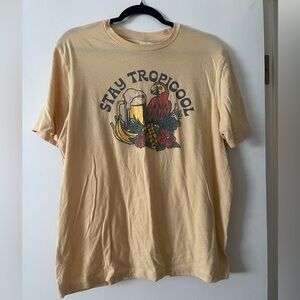 Old Navy Tan Short Sleeve Tee Tropical Graphic